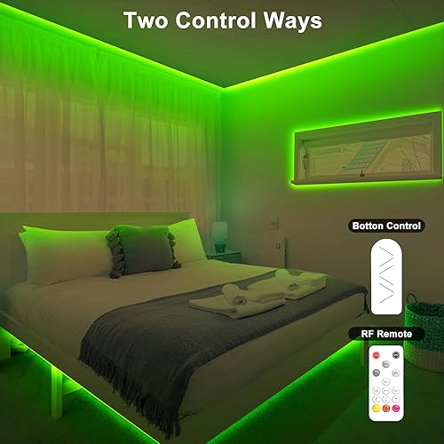 Miniatura 3 de Tira de luces LED COB verdes Max con control remoto y fuente de alimentación, tira de luz LED COB brillante regulable de 16.4 pies, luces LED COB