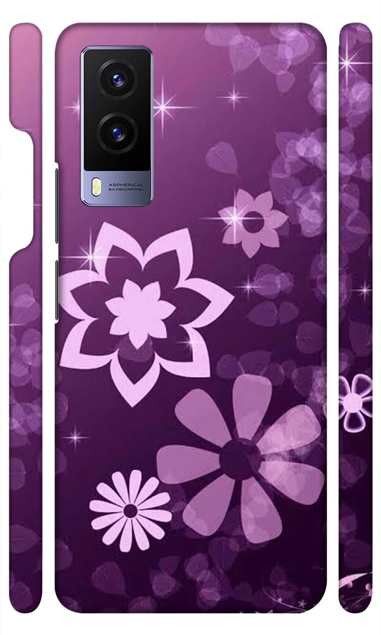 GALACOLORS 3D Flores Moradas Designer Back Case Cover for ViVO Y73