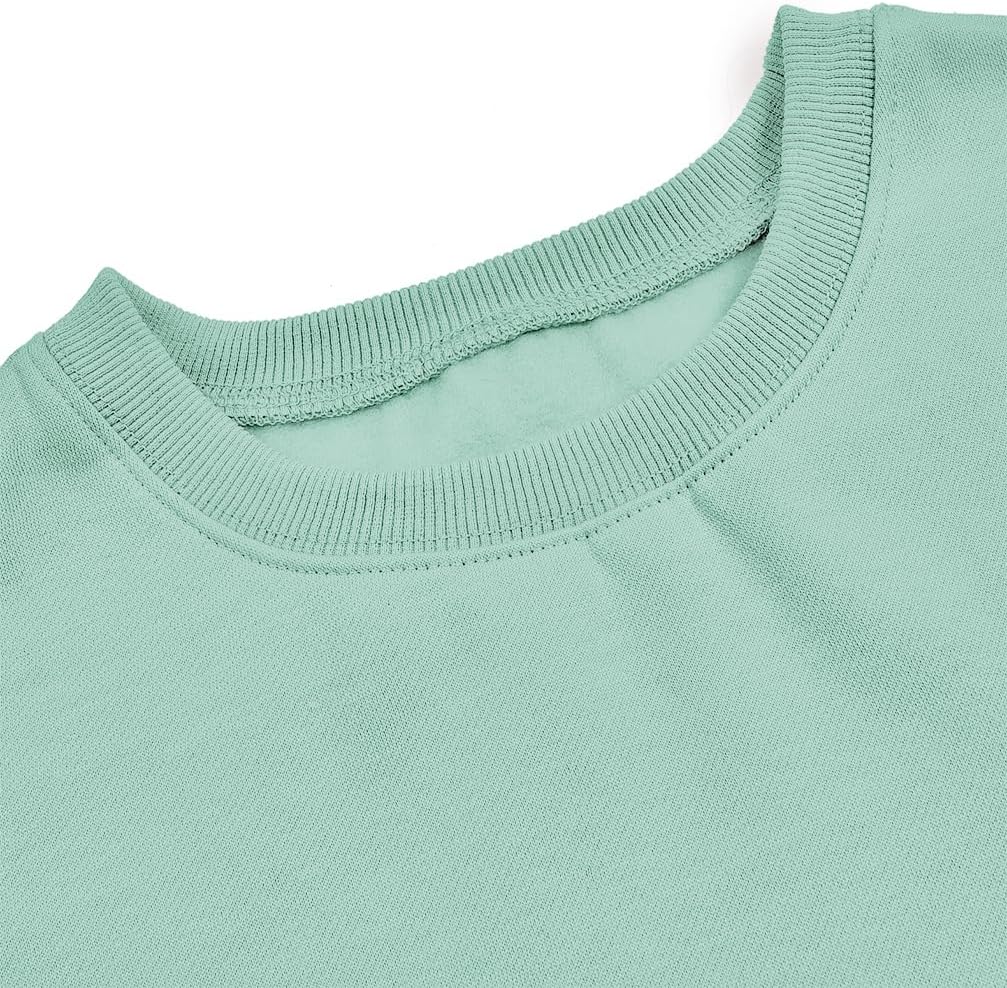 Women's Long Sleeve Round Neck Cropped Sweatshirts Cute Loose Fit Pullover Tops - Image 4