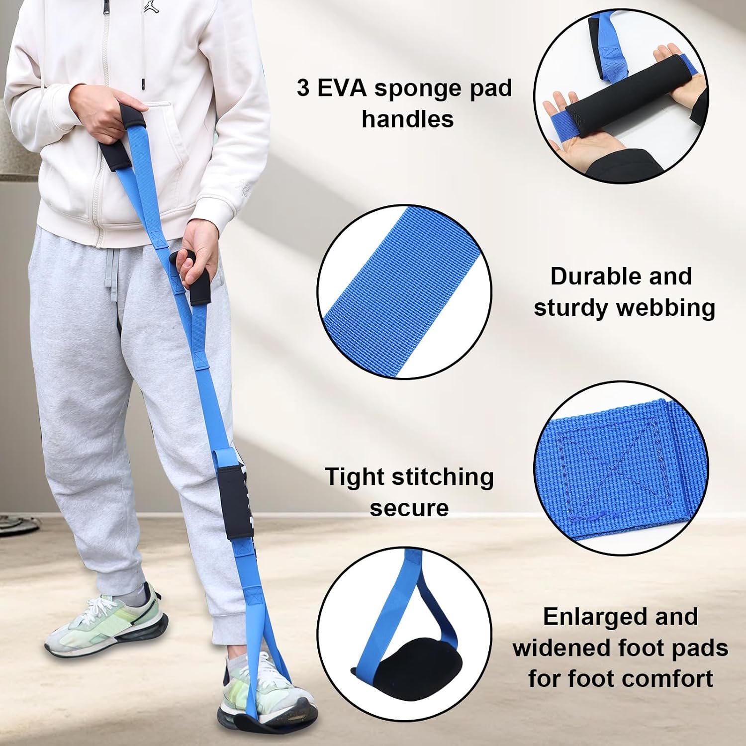 39 Inch Long Leg Lifter with Padded Hand Grips and Feet Loop