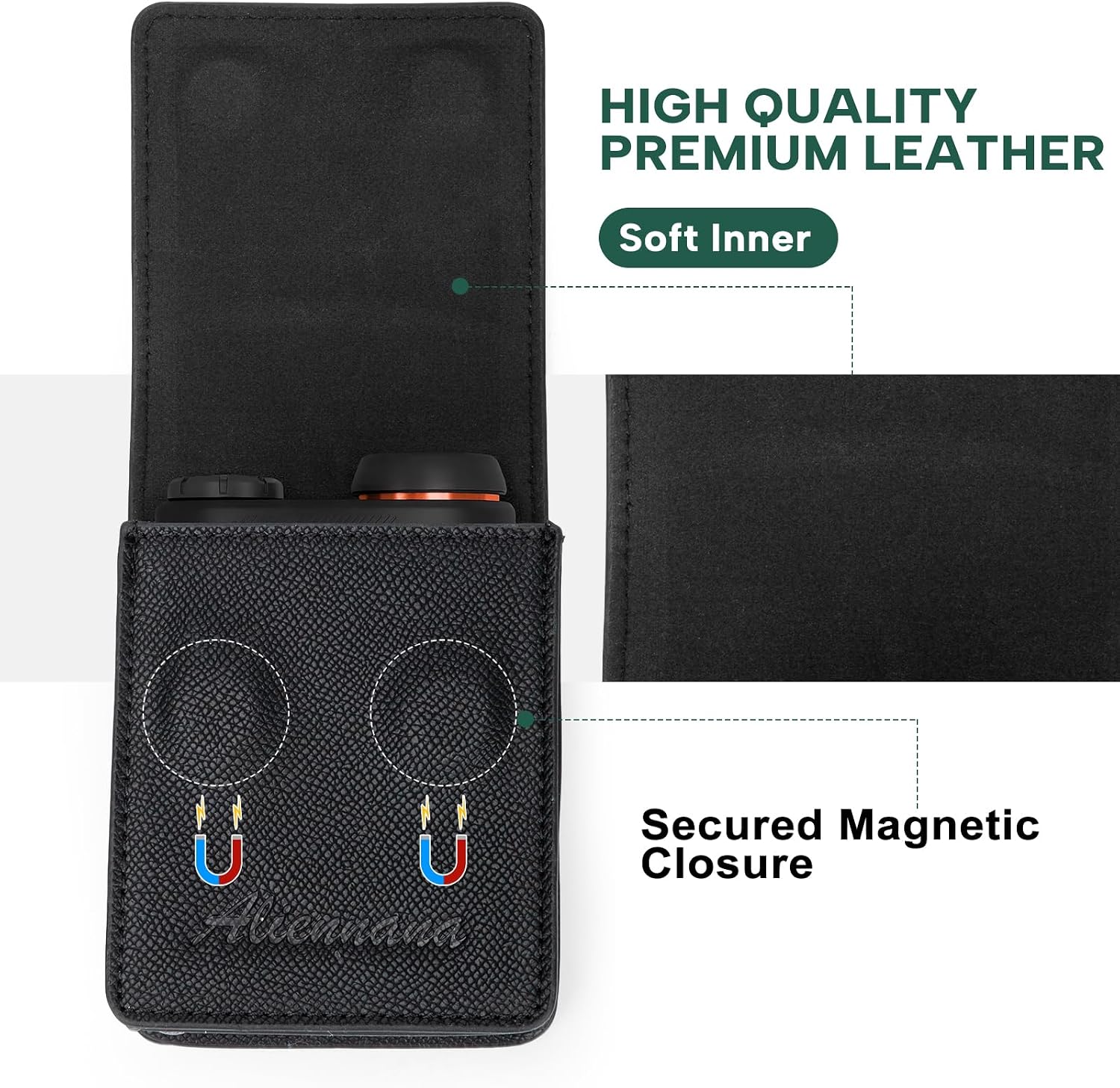 Golf Rangefinder Case - Universal Premium Leather Protective Rangefinder Hard Case with Tee Holder Belt Clip Compatible with Bushnell, Callaway, Garmin & More Rangefinders