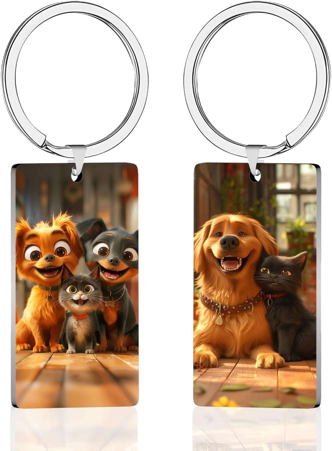 Custom Keychain, Personalized Keychain with Photo Text, Customized Double-sided Photo Gift for Boyfriend Family