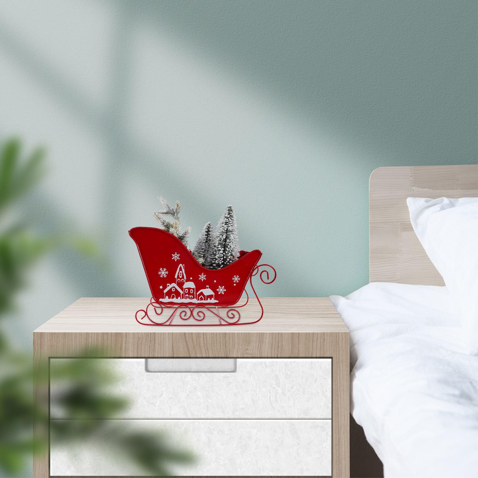 SHERCHPRY Schlitten Weihnachtsdeko aus Metall und Pvc Klassische Weihnachts Tischdekoration im Schlittenstil Dekoratives Foto Requisit für Weihnachtsfeier und Festdekoration