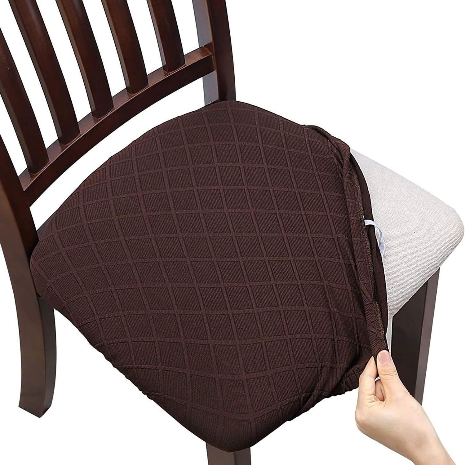 PBTMCD Waterproof Stretch Dining Chair Covers, Anti-Cat Scratch Elastic Slipcovers, For Home, Restaurant, Party(Coffee,6pc)