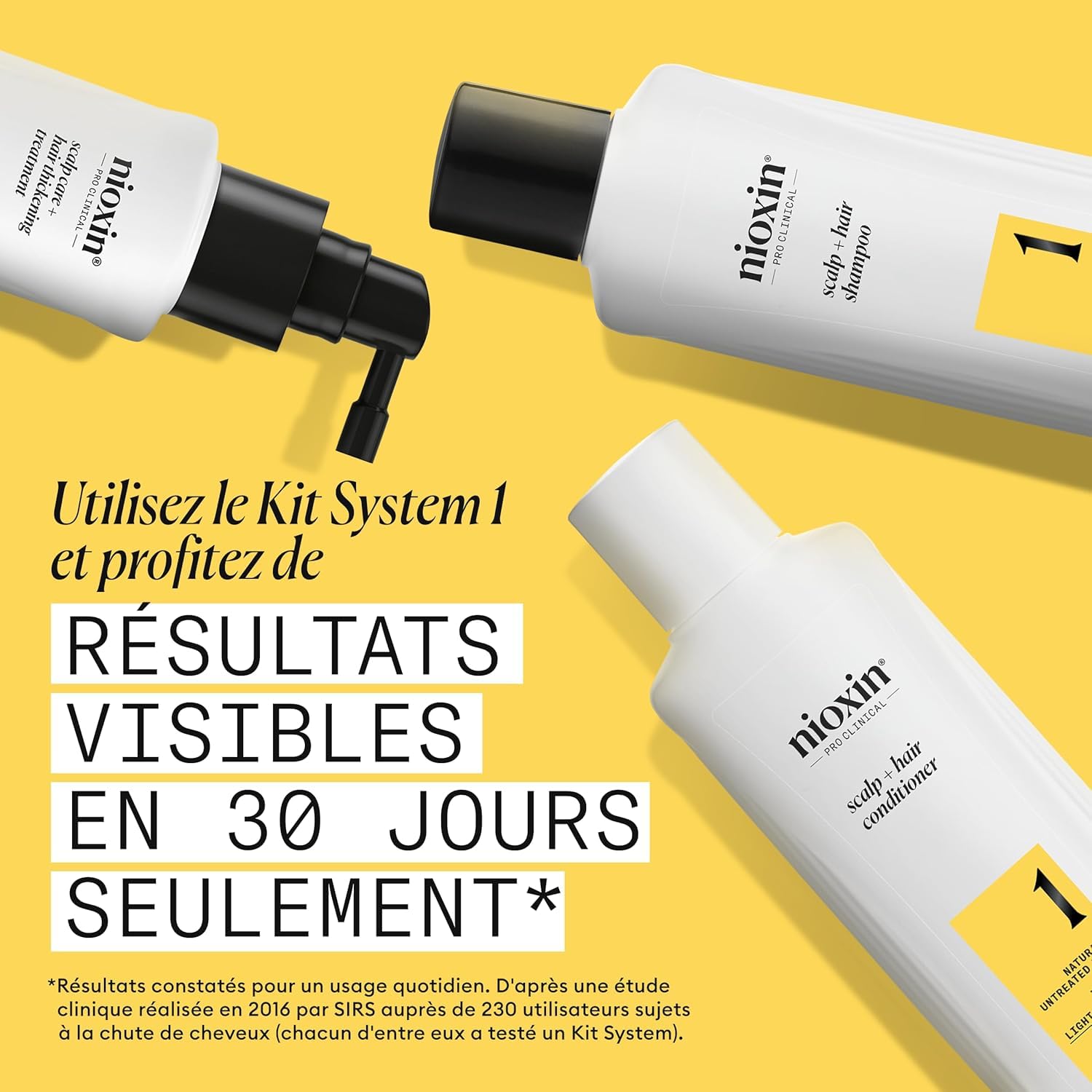 Nioxin - Kit de soins SYSTEM 1 - Shampoing & après-shampoing (150ml), soin sans rinçage (50ml) + spray volumateur racines (150ml)