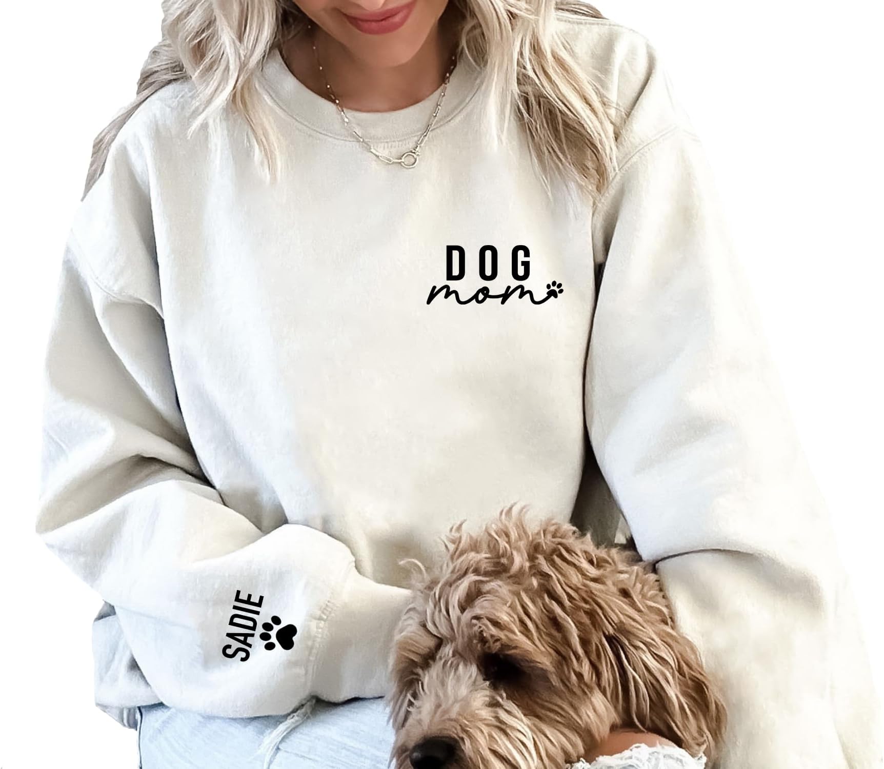 Up2ournecksinfabric LLCUp2ournecksinfabric Custom Dog Mom Sweatshirt - Women's Paw Sweatshirt - Mom Sweater - Customized Sweatshirt - Cute Dog Paw Pullover - Sweatshirt For Dog Mom - Christmas Sweatshirt - Christmas Gift