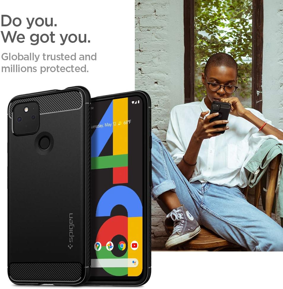 Spigen Rugged Armor Designed for Pixel 4a 5G Case (2020) - Matte Black