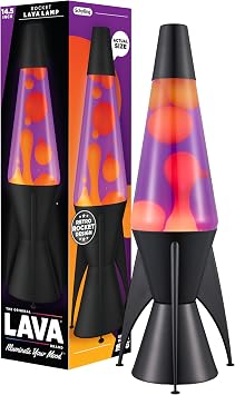 Lava The Original Lamp - 14.5" Evenfall Retro Rocket Liquid Motion Lamp - Yellow Wax and Purple Liquid - Item #2391