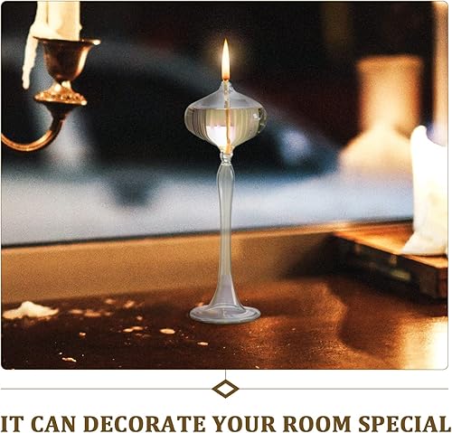 Miniatura 7 de ARTIBETTER Lámpara de aceite de cámara lámpara de queroseno transparente de cristal, farol de aceite clásico, lámparas de huracán vintage con mecha