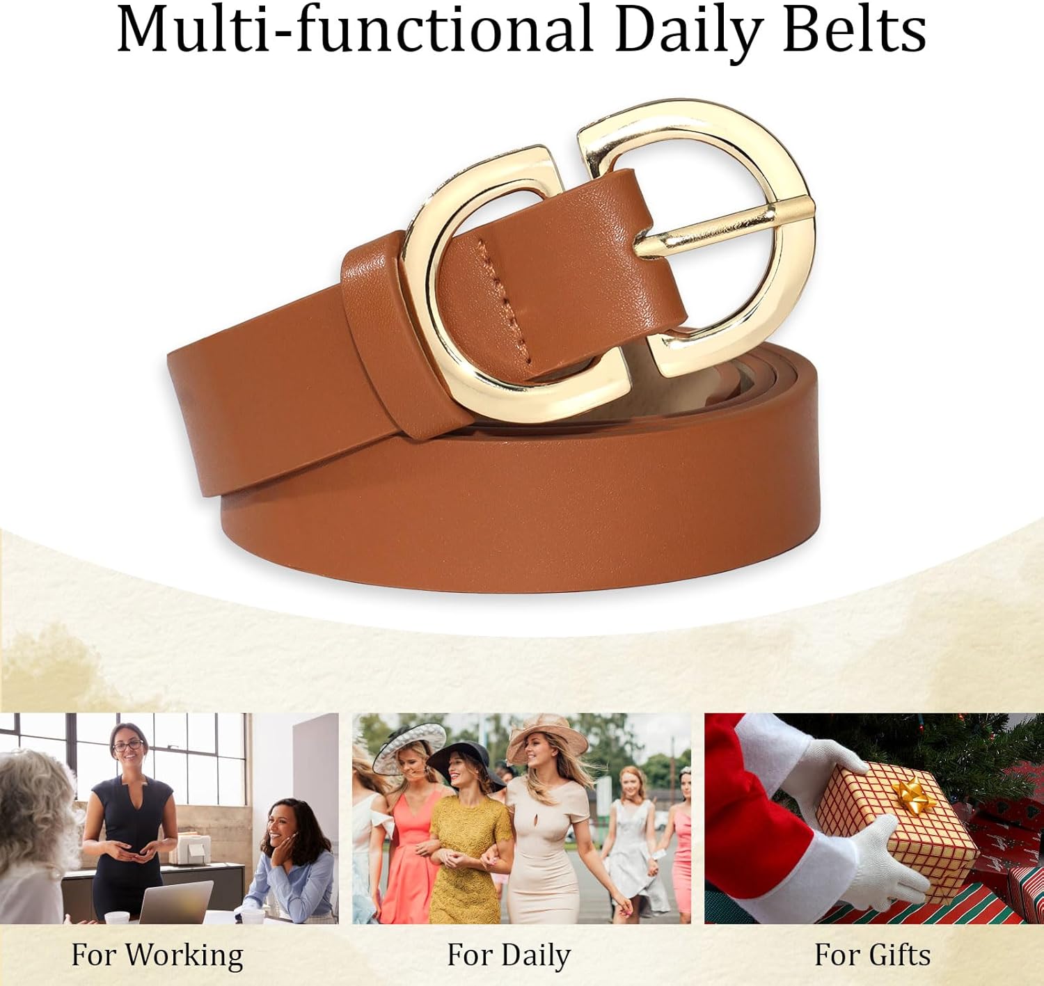 YARIEW 4 Pack Leopard Belts for Women Leather Belts for Jeans Pants Ladies Dress Belt Waist Belt with Gold Buckle - Image 6