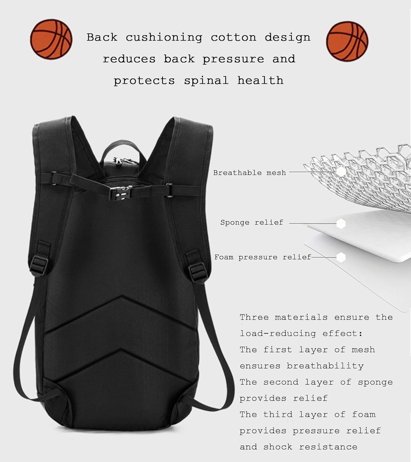 Basketball Backpack 25L, Lightweight Basketball Bag with Ball Compartment, Waterproof Sports Equipment Bag for Men Women