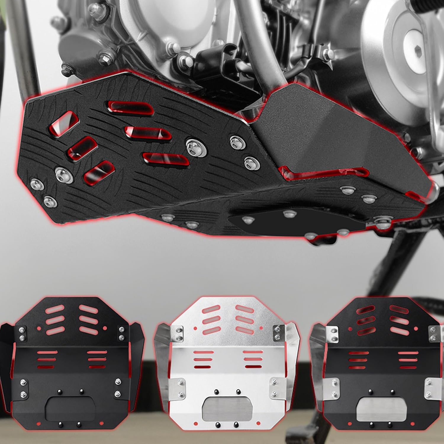 WOOGA Motorcycle Engine Skid Plate Belly Pan Bash Plate Chassis Protection Cover Compatible for HO&N&DA Hunter Cub CT125 Trail125 Accessories 2020 2021 2022 2023 2024 (Silver)