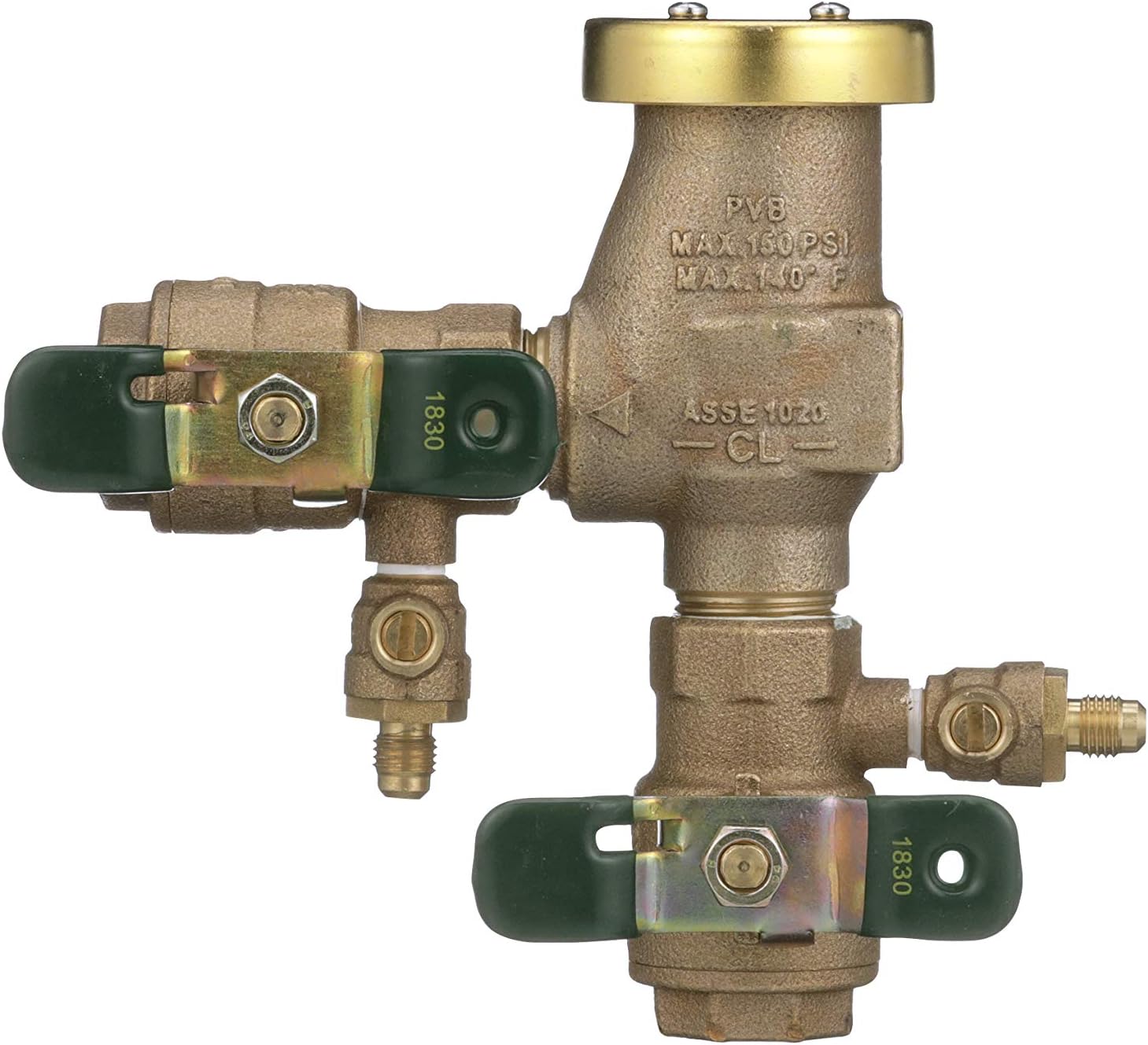 Watts 3/4" Bronze Anti-Siphon Pressure Vacuum Breaker, Quarter Turn Shutoff, Tee Handles
