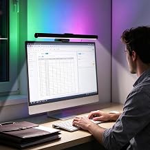 RGB Monitor Light Bar, Eye-Care Dual Light Reading Screen Lamp, 9 Modes Gaming Backlight LED Computer Lamp, 3 Colors Dimmable Frontlight, 16.6'' USB Desk Lights for Home, Office