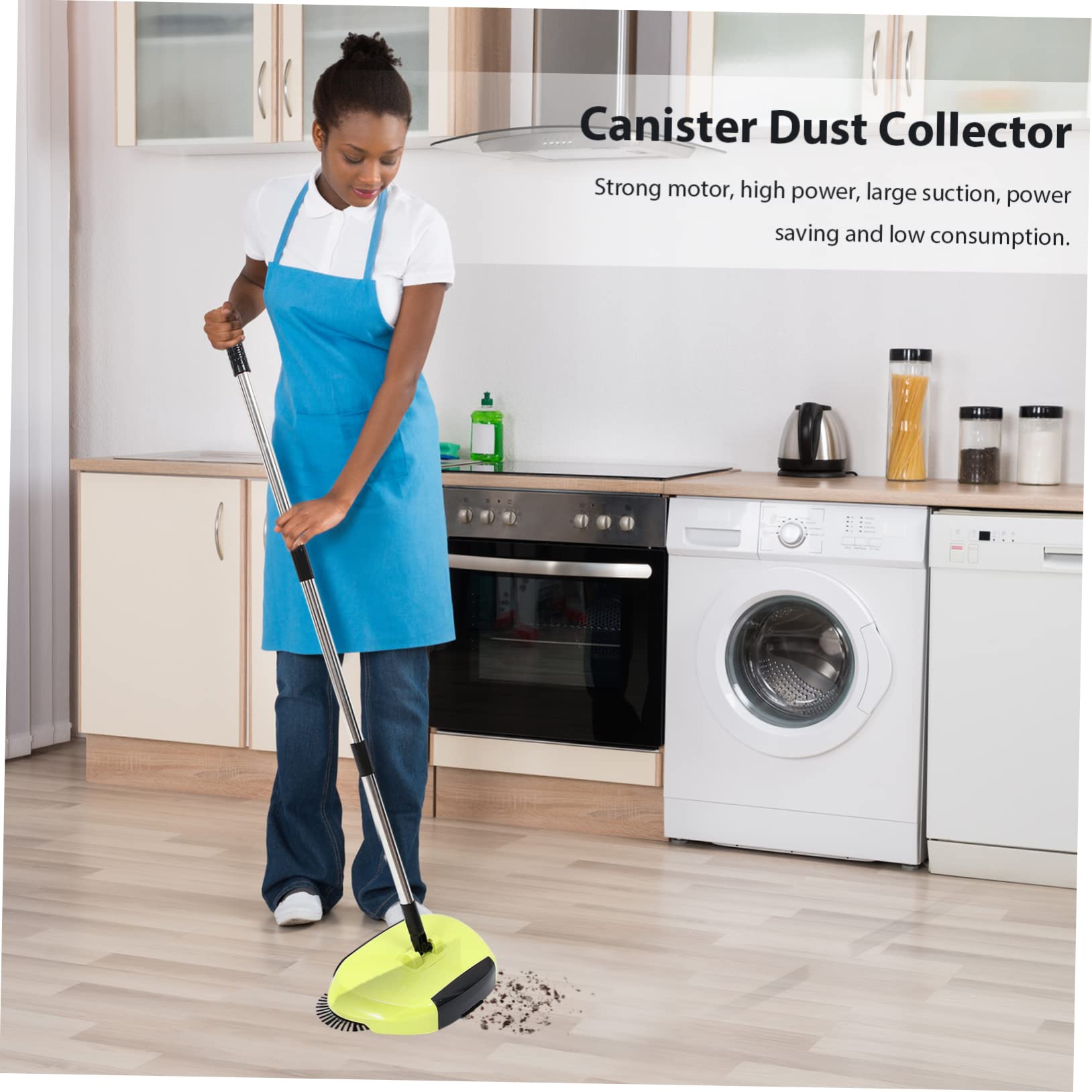 Cabilock Gelbe 3-in-1 Bodenkehrmaschine mit Verstellbarem Griff