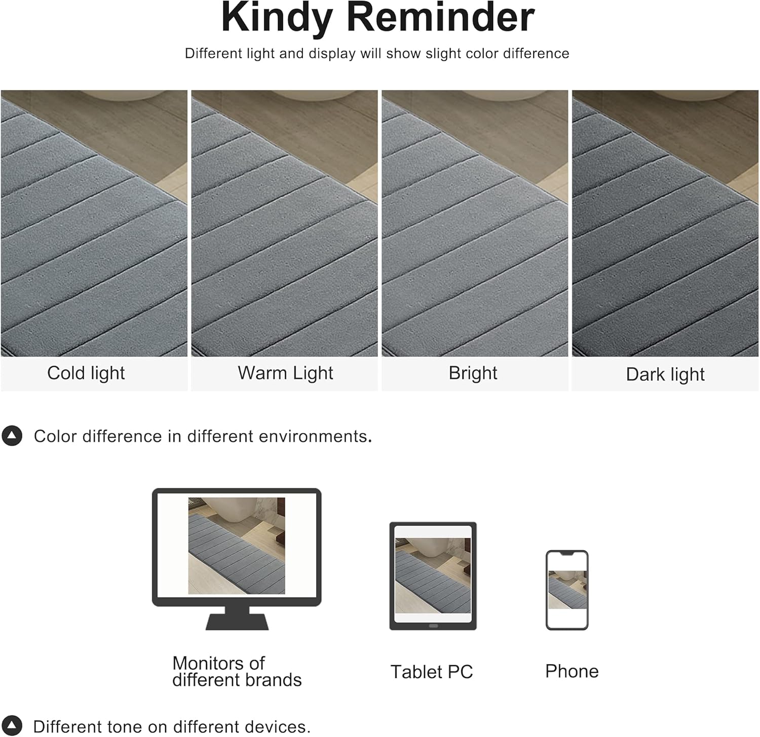 uxcell Memory Foam Bath Mat, Absorbent Runner Kitchen Rug, Soft and Comfortable Runner Floor Mat for Kitchen Bathroom Floors 16" x 47", Dark Grey - Image 8