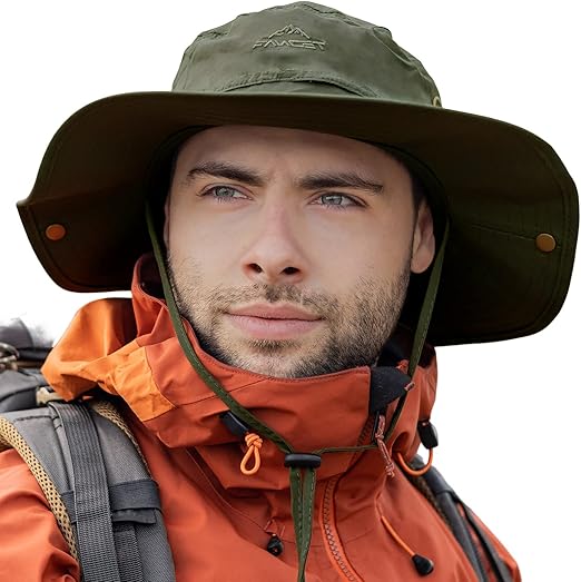 Comhats Grote zonnehoed voor heren XL - XXL, brede rand UV safari bonniehoeden voor buiten wandelen in de zomer, waterdicht en winddicht 60-66 cm, marineblauw, M-L