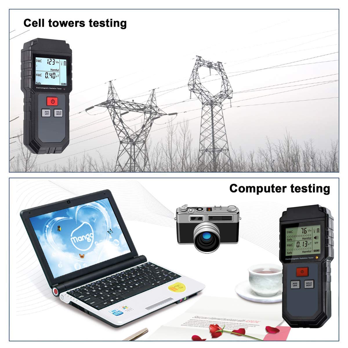 EMF Meter, Electromagnetic Radiation Tester,Hand-held Digital LCD EMF Detector, Great Tester for Home EMF Inspections, Office, Outdoor and Ghost Hunting