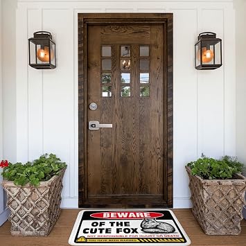 Farm Rug Beware of Cute Fox Doormat Bar Decorations for Man Cave Kitchen Rug Set (Size : 50X80CM)