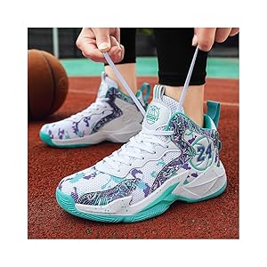 Nike ハイカットバスケットシューズ 青緑 Amazon | [DZXZ] バスケットシューズ ジュニア バッシュ キッズ