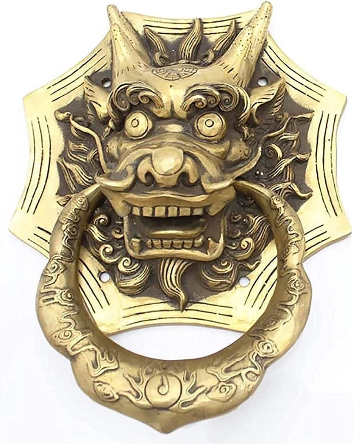 Door Knocker for Front Door Decor Chinese Classical Door Handle Antique Dragon Door Knockers Front Door Handle Knobs Gate Knocker Hardware Pull Great Gift for Any Occasion Closet Door Handle(Small)