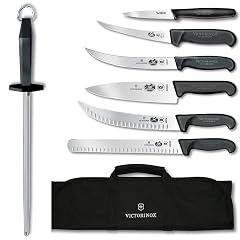 Victorinox - VN46137 Swiss Army Cutlery Fibrox Pro Ultimate Competition BBQ Set Knife Roll 8-Piece Black