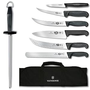 Victorinox - VN46137 Swiss Army Cutlery Fibrox Pro Ultimate Competition BBQ Set Knife Roll 8-Piece Black