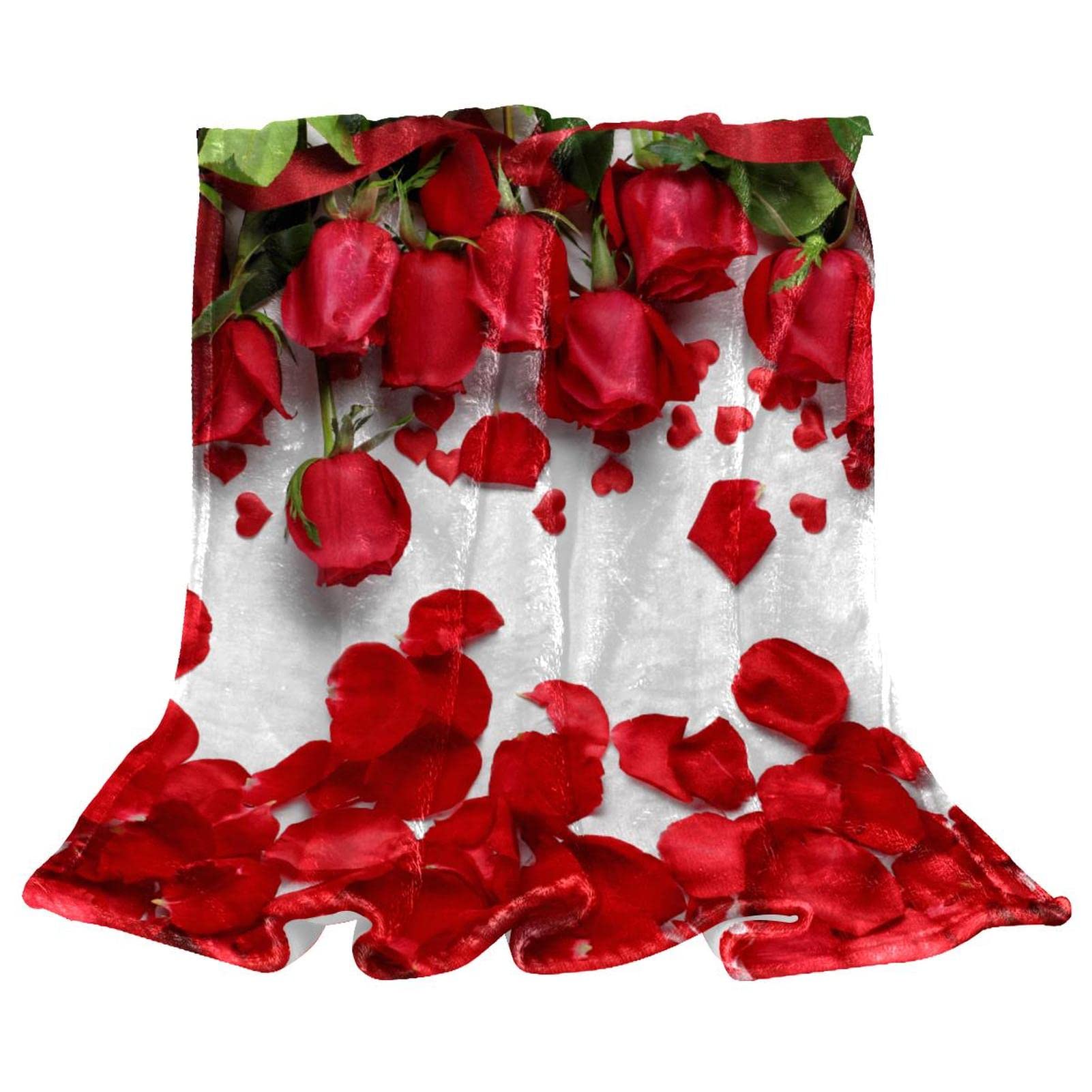 Couverture polaire rose rouge imprimé fleur grand format pour lit et canapé