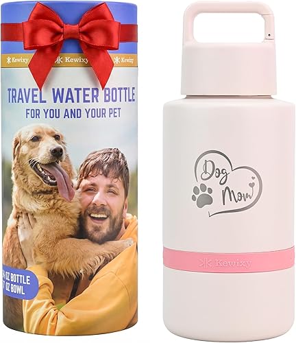 Botella de agua aislada para perros con cuenco de viaje, regalo para amantes de los perros, dispensador de botella de agua portátil, accesorios para
