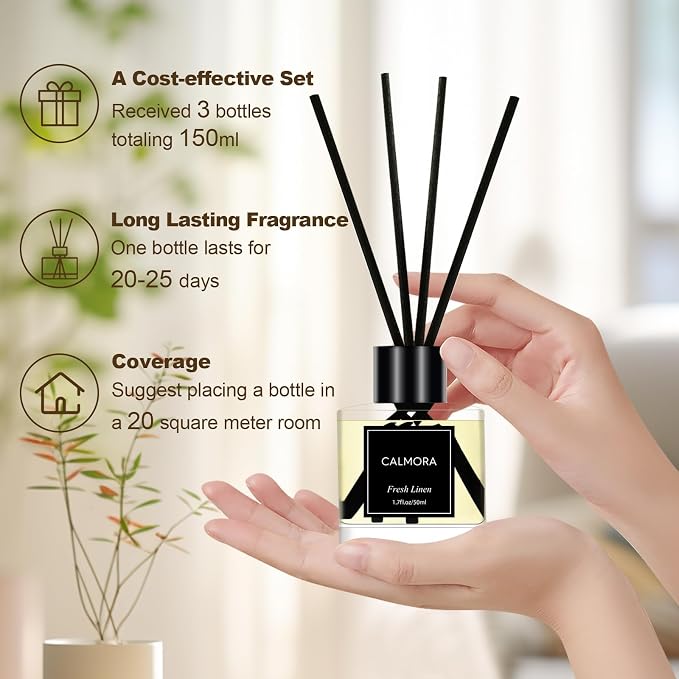 Diffusor de aromas CALMORA set de 3, 150ml, fragancias variadas miniatura 7