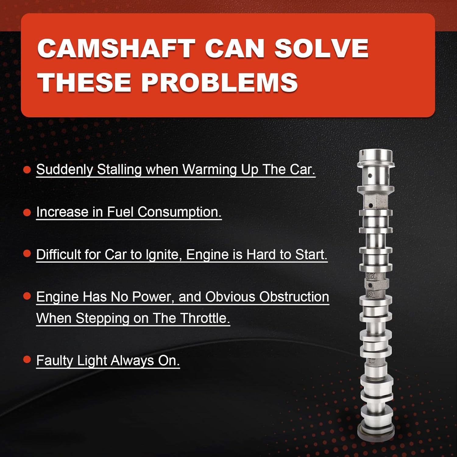 5047913AA Right Side Intake Camshaft Compatible with Jeep Grand Cherokee L WK Gladiator Wrangler For Dodge Durango For Chrysler Pacifica For Chrysler Voyager For Ram ProMaster 1500/2500/3500 2016-2024