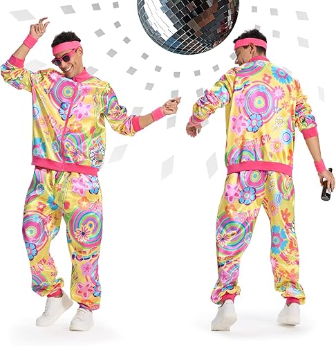 Miniatura 5 de Conjunto deportivo de los años 80 y 90 para hombre, traje de Halloween retro de los años 80 con accesorios de hip-hop