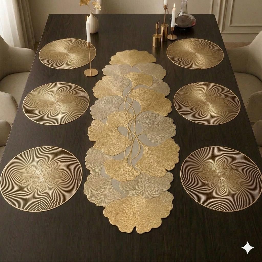 Gold Leaf Placemats - Waterproof & Heat Resistant -12