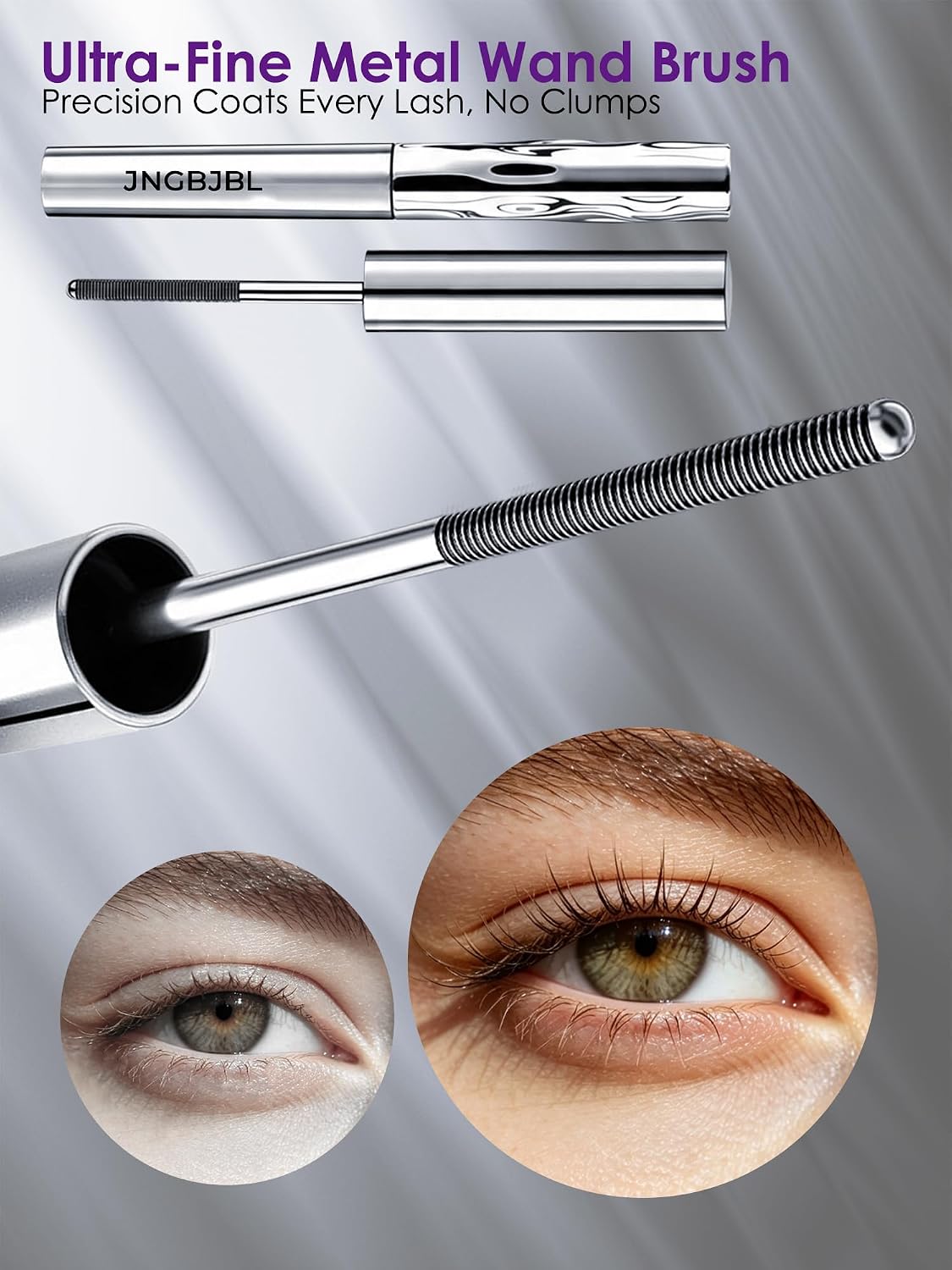 Iron Wand Mascara, 5D Curling Eyelash Iron Mascara with Washable Metal Wands, Waterproof Mascaras Black Volume and Length, Separating Mascara Volume, Long-lasting Smudge Proof (1PC).