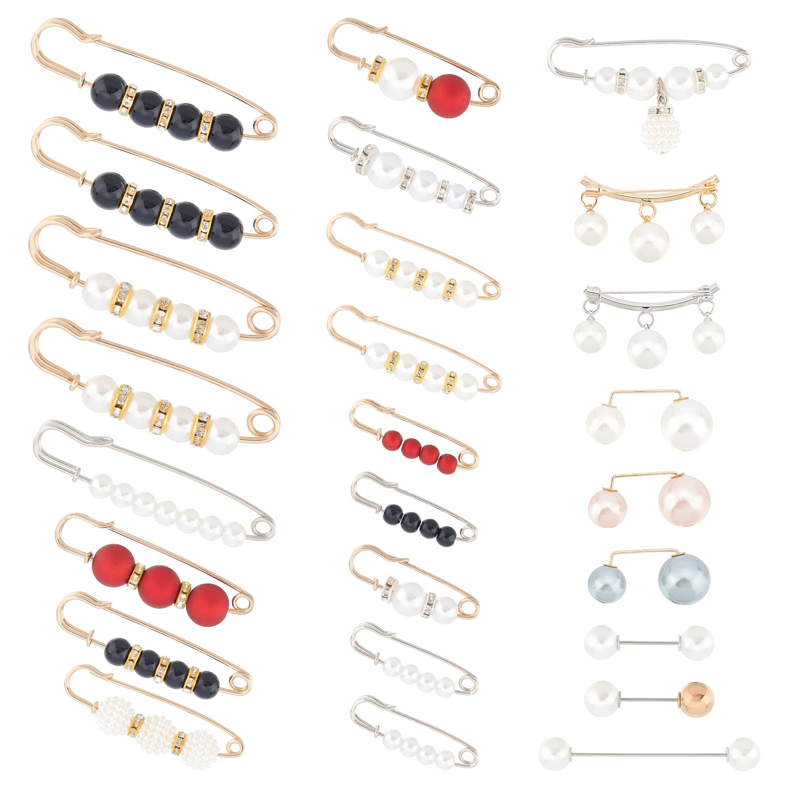 Lot De 27 Broches Perles - Clips Pour Châle, écharpe, Pull - 27 Styles Différents - Zircons - Fête Des Mères