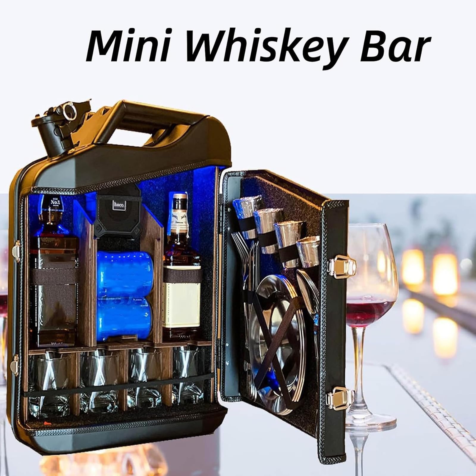 Świąteczny mini bar puszkowy, 20 l o pojemności 20 l i solidnej konstrukcji, mały bar do whisky, mały mobilny prezent dla męża, mężczyzny, kobiety, taty, chłopca, dziewczyny