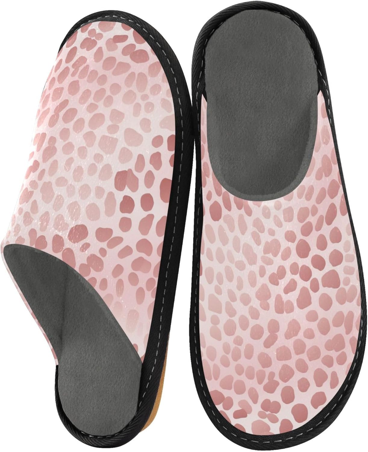 Pink Leopard Print House Slippers – Cozy Fuzzy Slippers for Guests, Washable & Disposable, Perfect for Shoeless Home, Spa & Hotel Use A111573