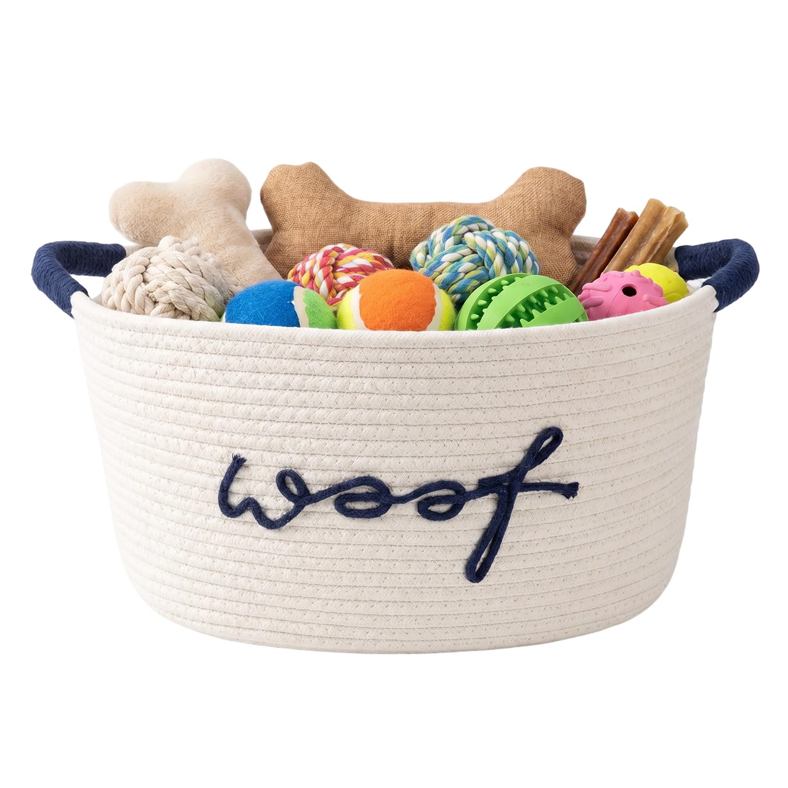 Panier à jouets pour chien avec poignées robustes en corde de coton tressé durable