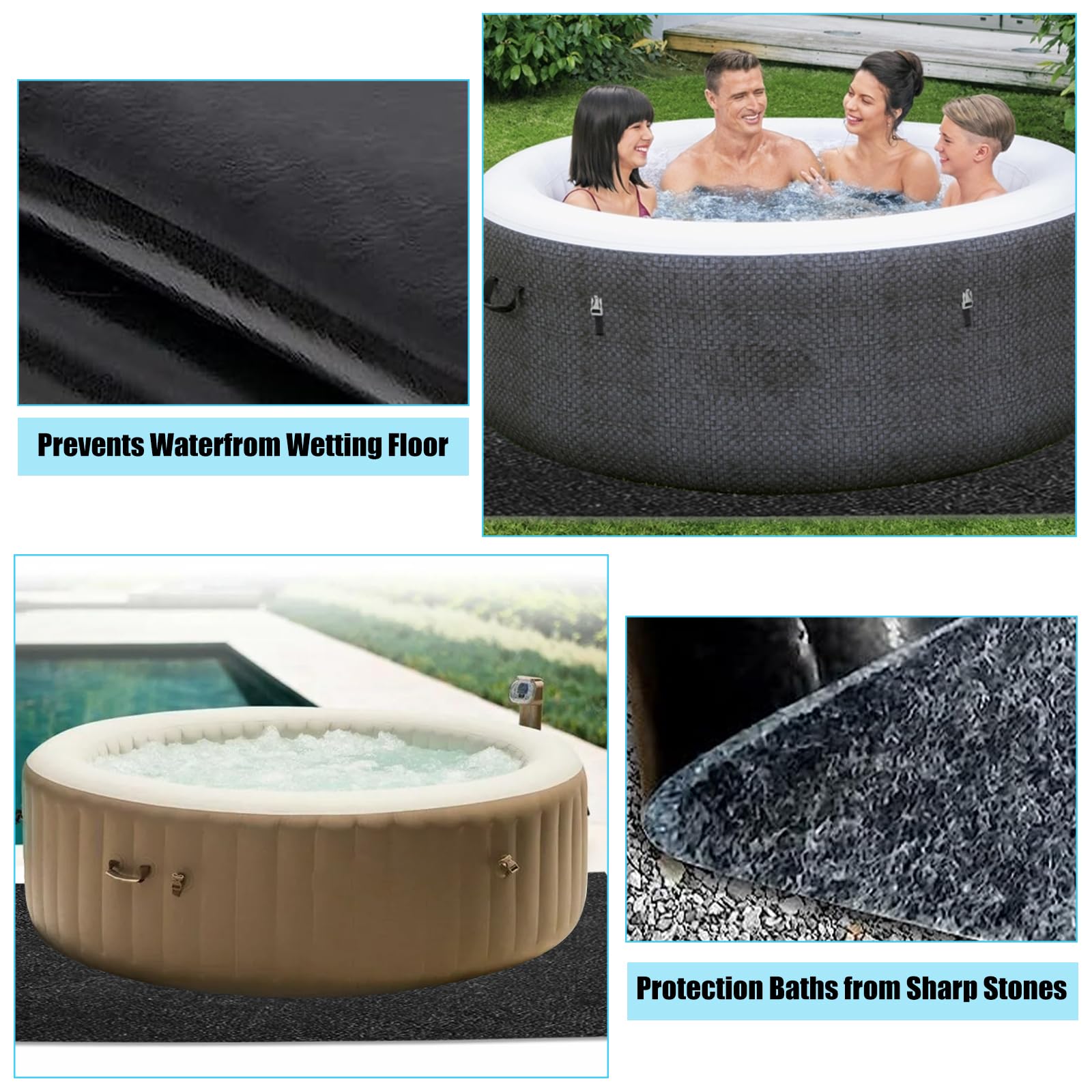 Alfombrilla Antideslizante Impermeable para bañera de hidromasaje, Reutilizable, Protector para el Suelo de la bañera de hidromasaje, Lavable Alfombra para Piscina (Cuadrado, 231 x 201 cm)