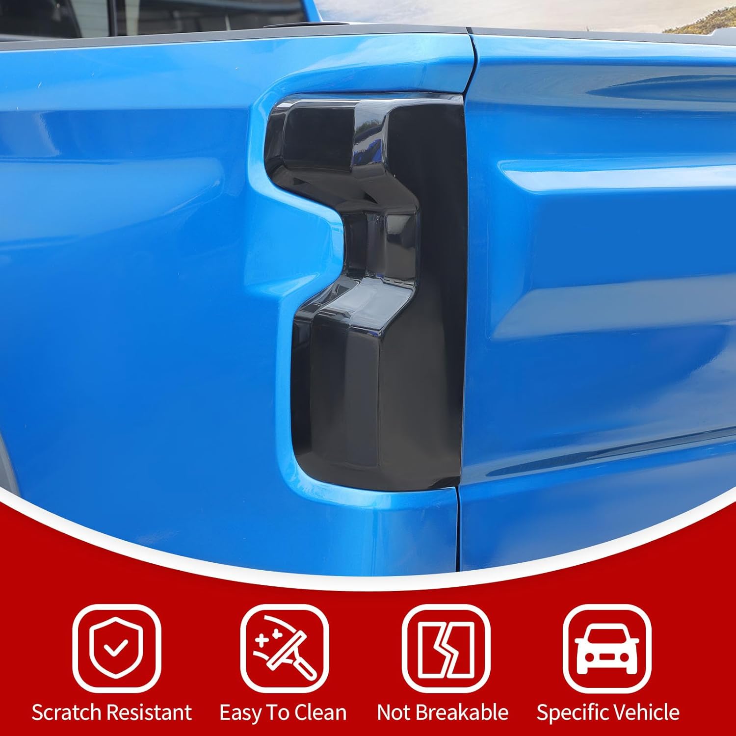 JeCar Taillight Trim Covers Smoked Brake Light Rear Lamp Guards Exterior Accessories Compatible with Chevy Silverado 2022+