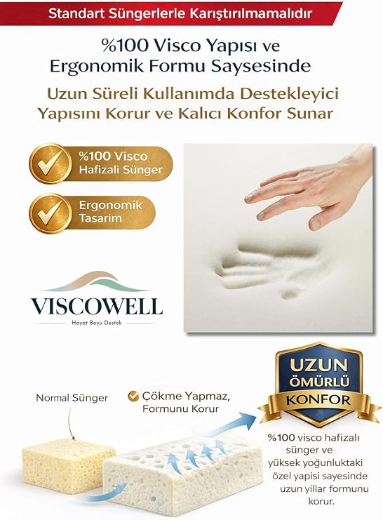Visco Ortopedik Yastık Seti Bel, Boyun ve Kalça Desteği Sağlayan 3'lü Set