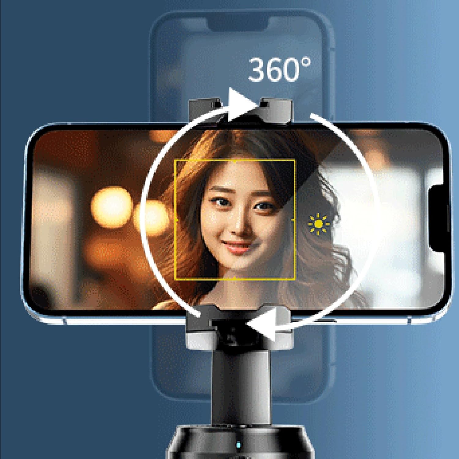 Built-in AI Camera Smart Auto-Tracking Phone Stand,Tripod for Face & Body, 360° Rotation with Gesture Control for Video Vlogging (Remote Control + Charging Cable + Fill Light)