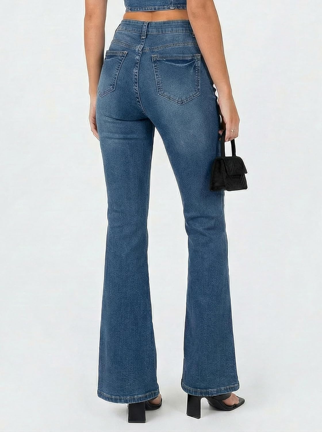 EMMIOL Flare Jeans for Women Trendy, Mid-High Waist Bootcut Bell Bottom Jeans, Stretchy Denim Y2K Pants with Pockets - Image 3