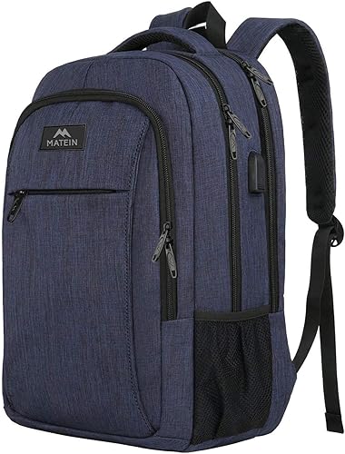 Miniatura 181 de MATEIN - Mochila empresarial para laptop de 15.6 pulgadas, mochila de viaje con puerto de carga USB, resistente al agua, para trabajo, universidad