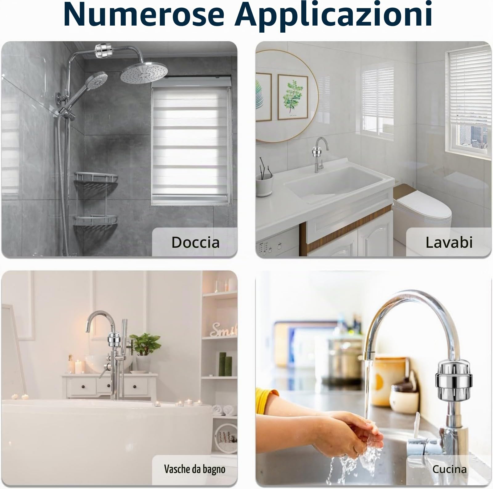 Filtro Doccia per Acqua Dura con Sistema di Filtrazione a 15 Strati, Anticalcare Doccetta Rimuove Cloro e Metalli Pesanti, Depuratore Acqua con Doccetta da 4 Pollici a 5 Posizioni