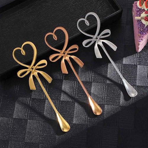 Miniatura 3 de Cuchara agitadora de café de acero inoxidable, 3 unidades, diseño de corazón de amor, taza colgante, cuchara de café, cuchara de postre de mango