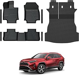 Floor Mats for Toyota RAV4 2019-2025, All Weather Floor Mats Trunk Cargo Liner with Backrest Protectors and Do...