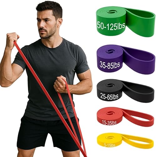 5 bandas de resistencia profesionales. Sin látex, banda elástica, bandas de entrenamiento, bandas elásticas para entrenar mujeres u hombres, juego