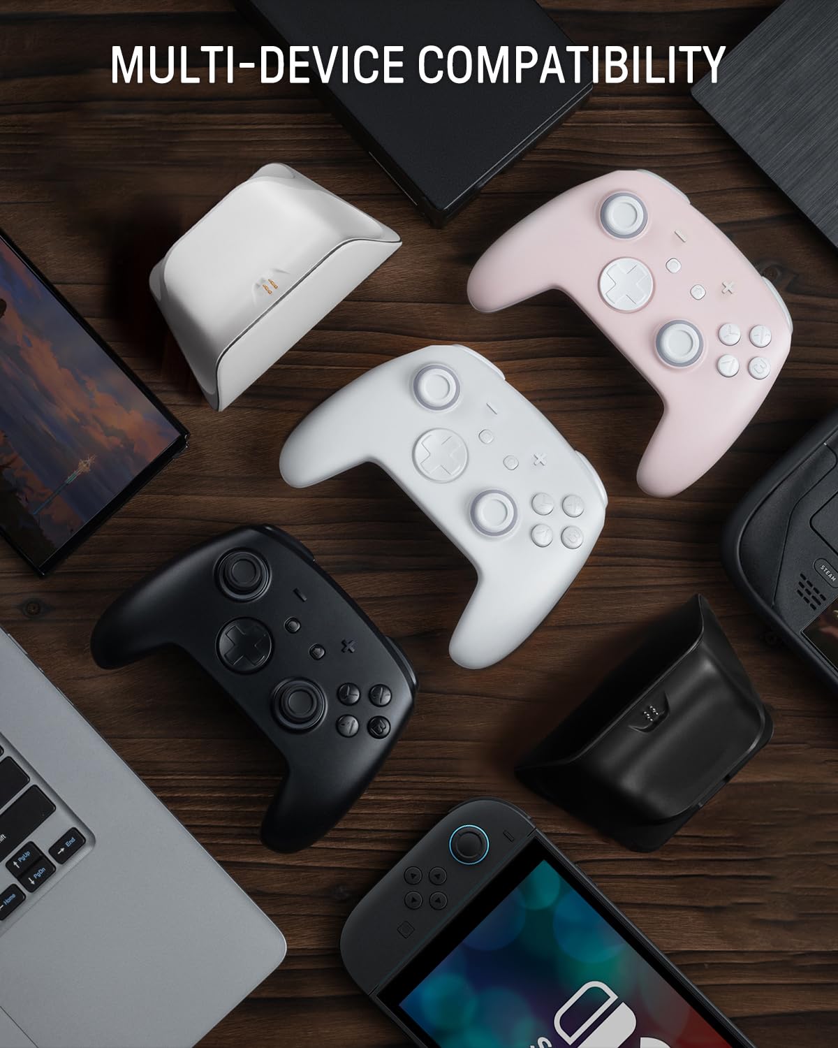 Manette Switch 2 Pro, Manette Switch Sans Fil Compatible avec Nintendo Switch 2/OLED/Lite, Firefly Bluetooth Switch 2 Pro Controller avec 7 Couleurs LED/Paddle/Turbo - Blanc