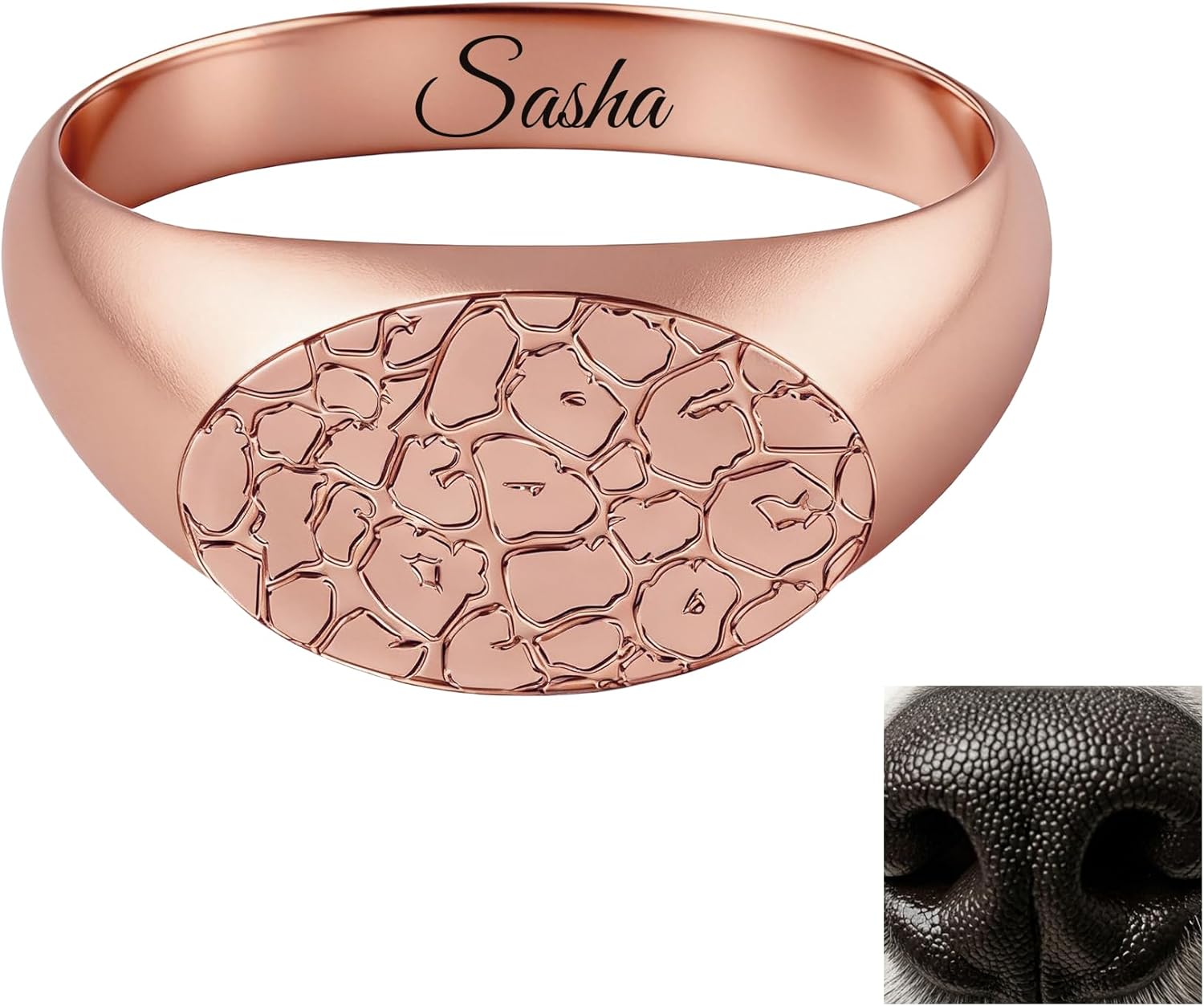 Custom Name Rings for Women, Personalized 18K Gold Plated Dog Cat Nose Print Rings Jewelry Gifts for Pet Lovers